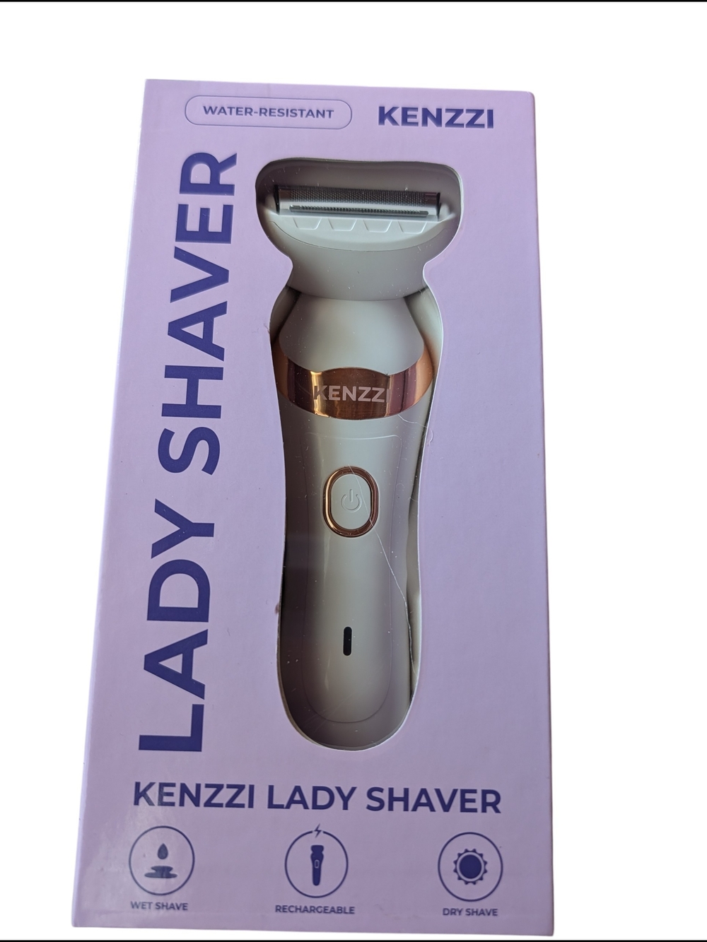 Kenzzi Lady Shaver — White & Rose Gold Waterproof Rechargeable Shaver